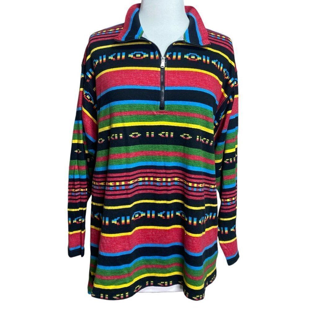 Chaps Sport Long Sleeve Top Bright Striped Size 1X